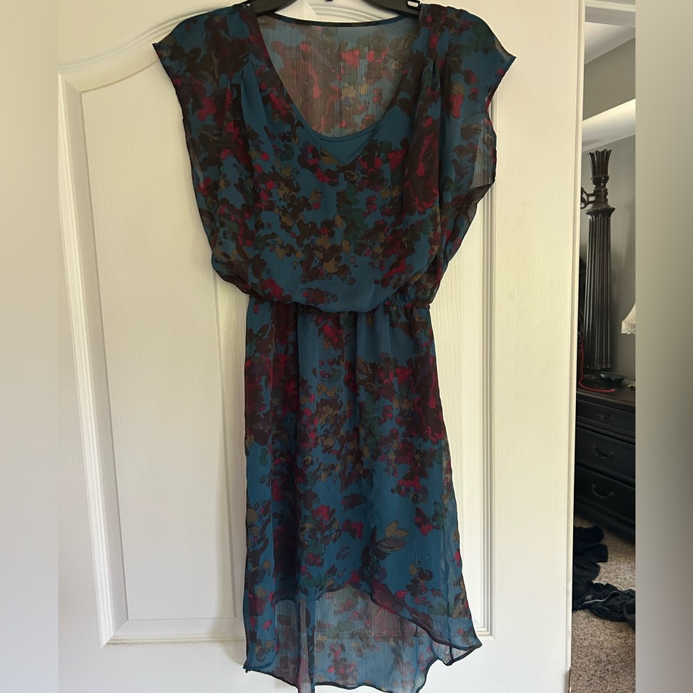 Blue floral express high low dress